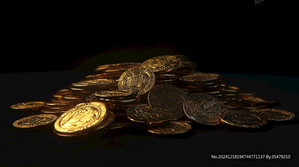 金色錢幣金錢多多