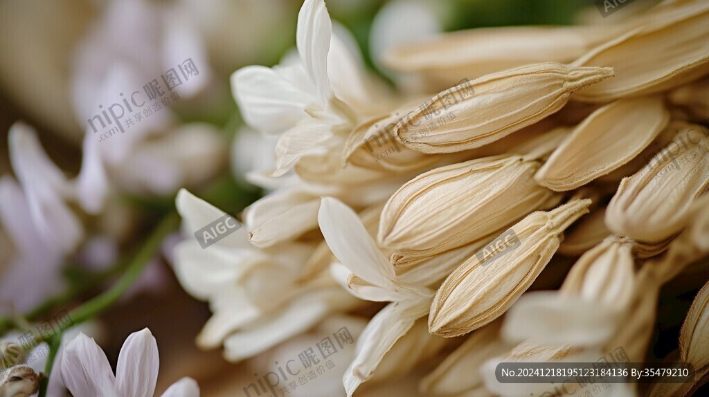 晶瑩剔透的菊花花瓣