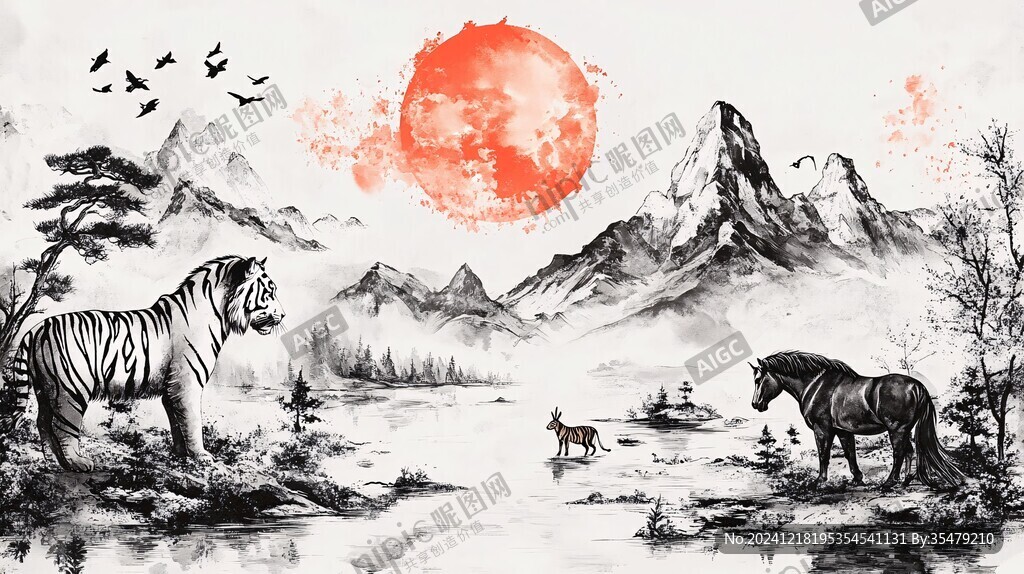 駿馬水墨
