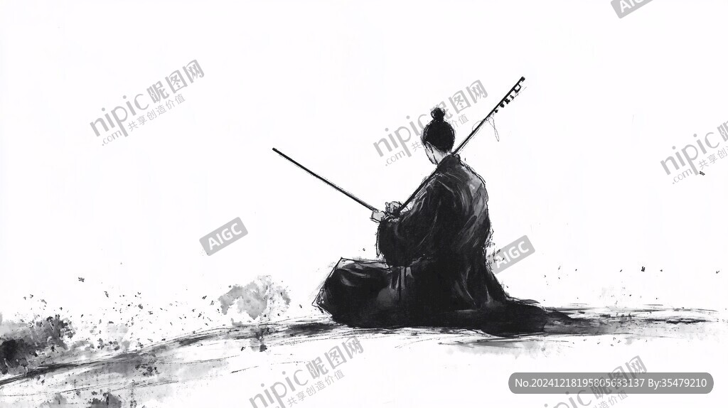 修行藝術意境水墨