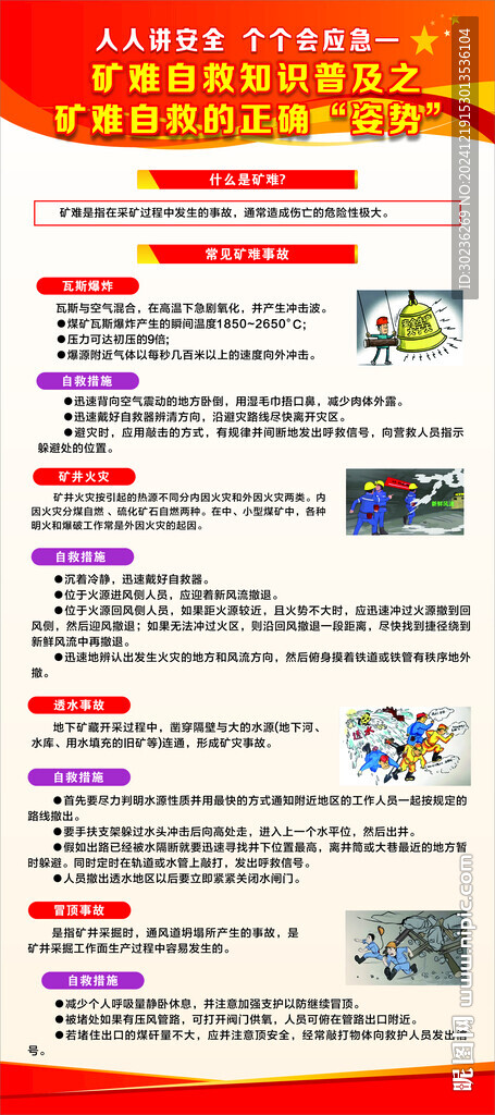 礦難自救知識(shí)普及展架圖片