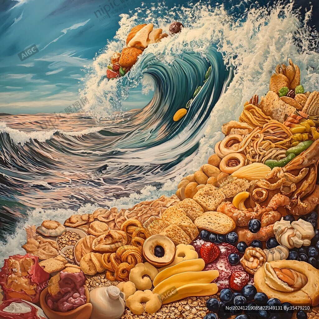 手繪餐飲海畫