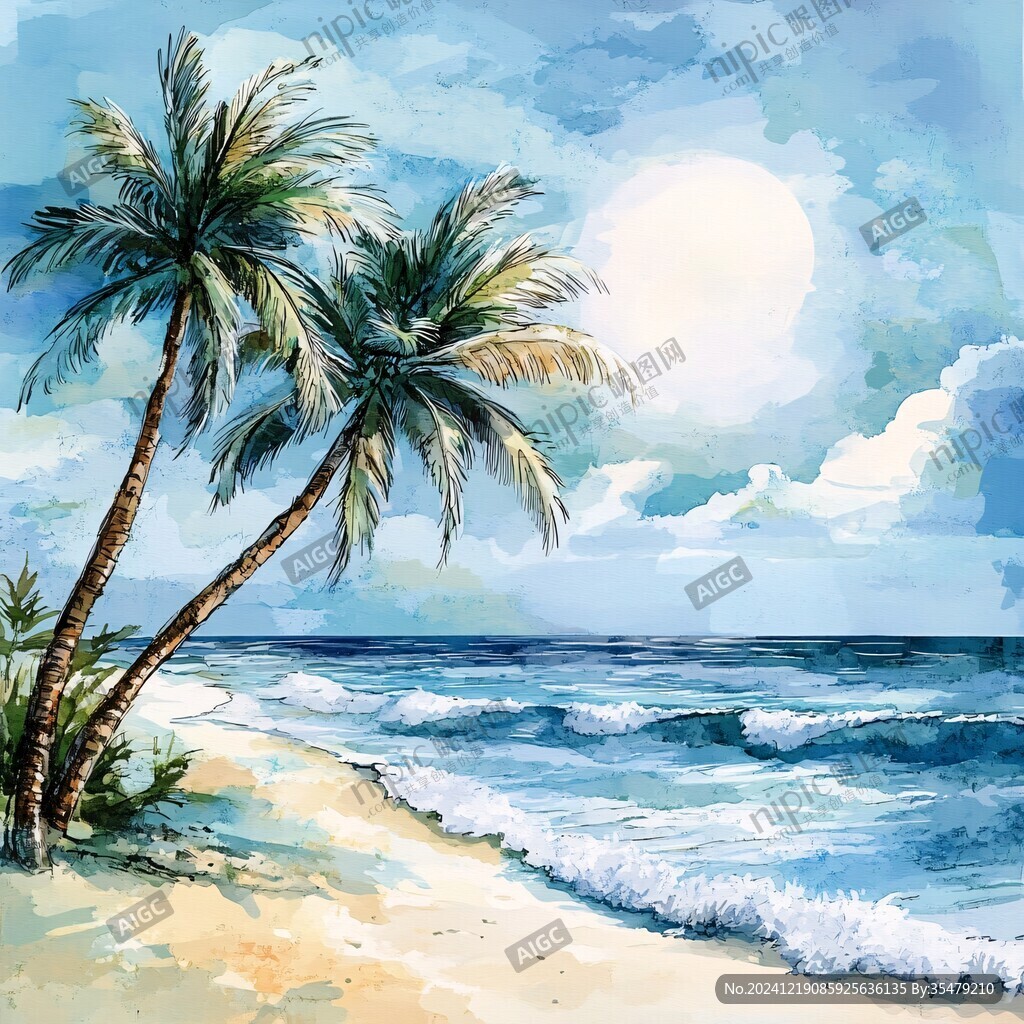 海灘風景畫