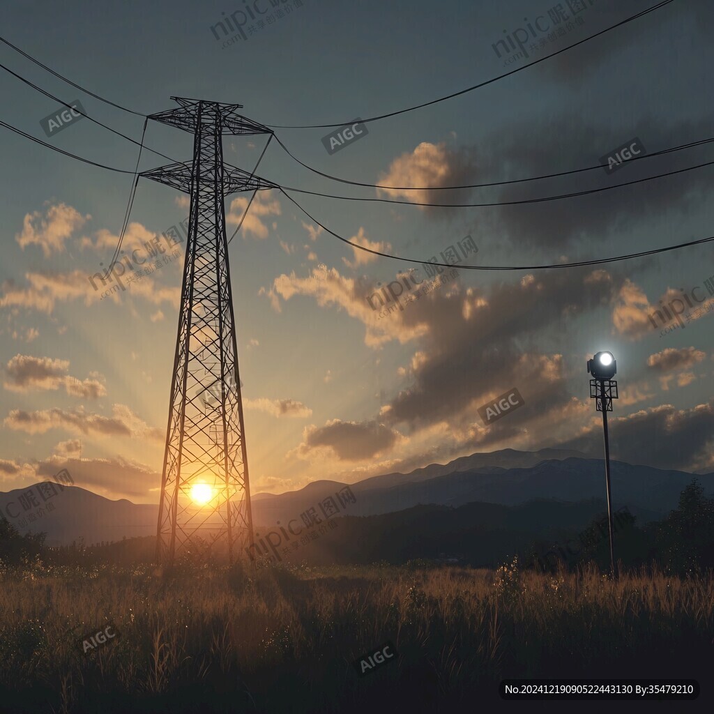 夕陽下電網