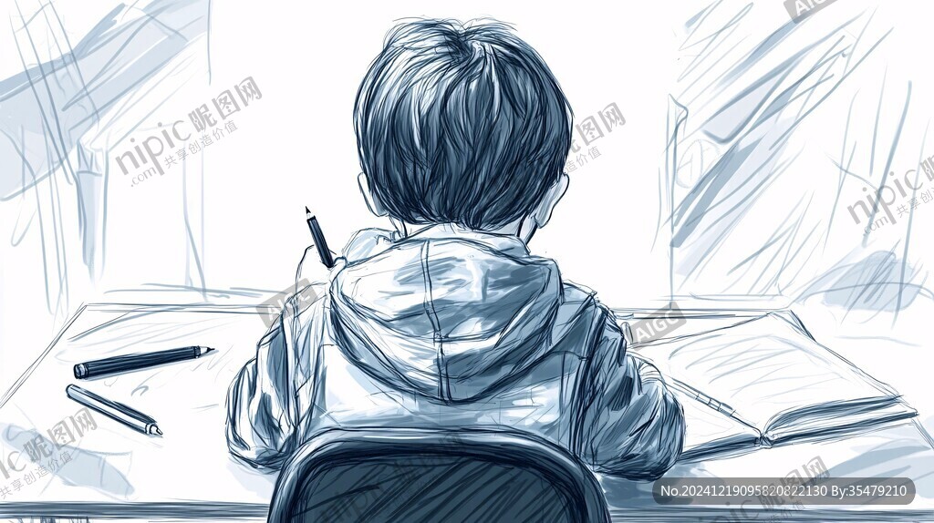 學生背影手繪