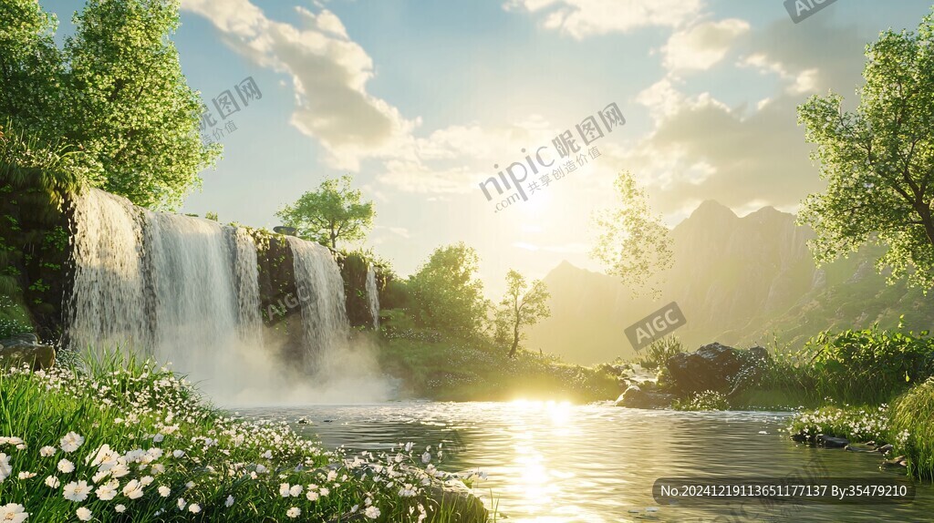 唯美風景山間流水