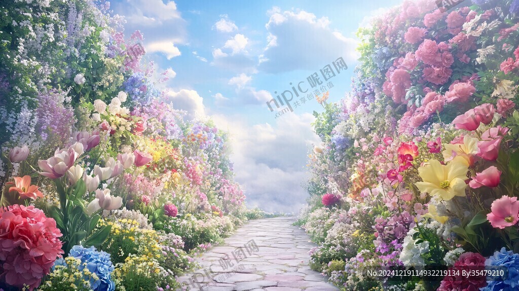 唯美夢幻花田場景
