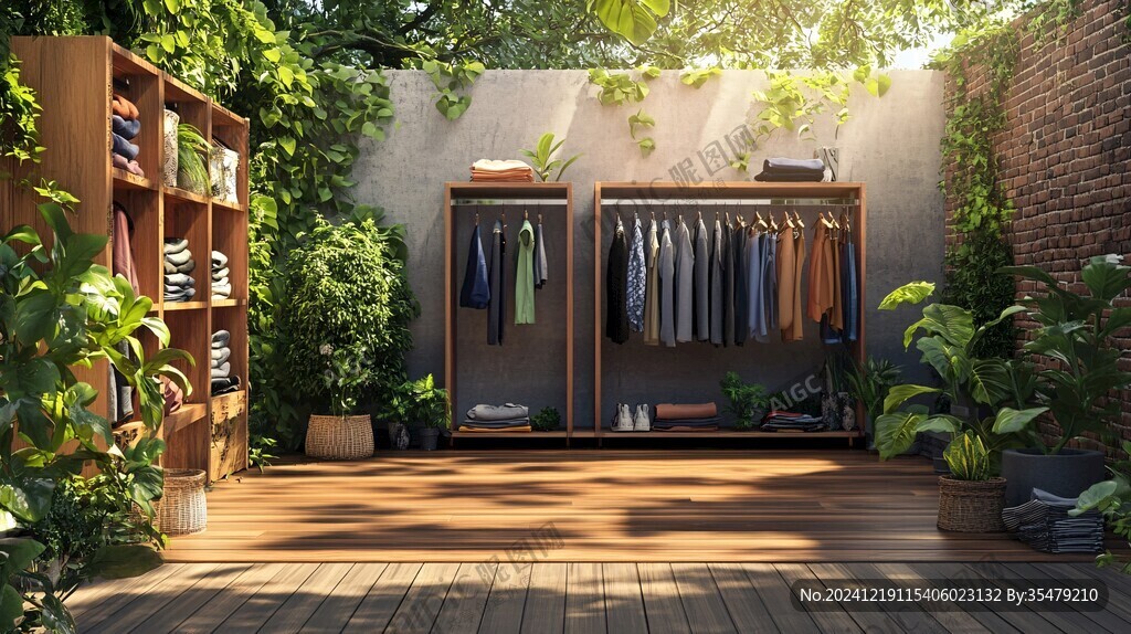 服裝店綠植背景墻