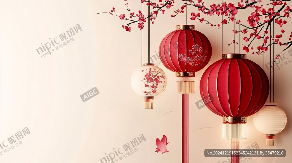 燈籠梅花背景圖