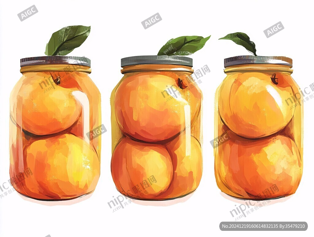 桃罐頭包裝插畫