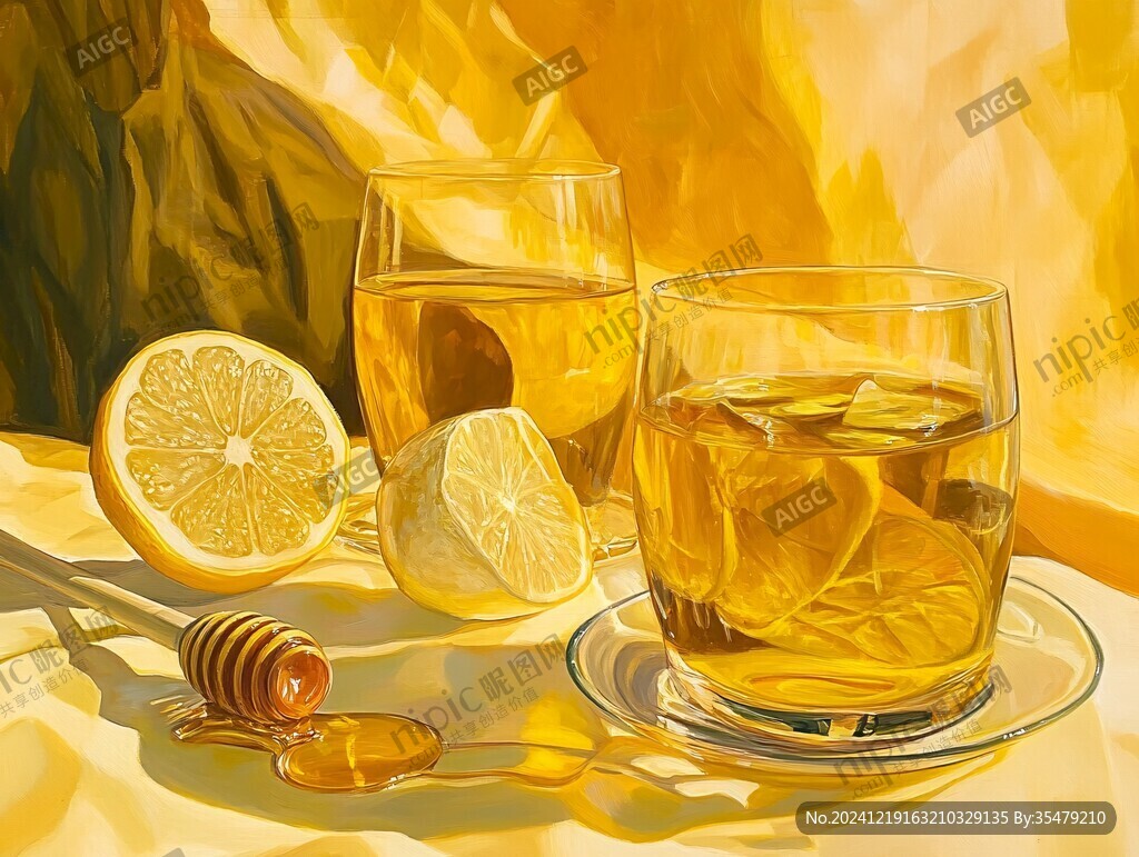 檸檬蜂蜜插畫