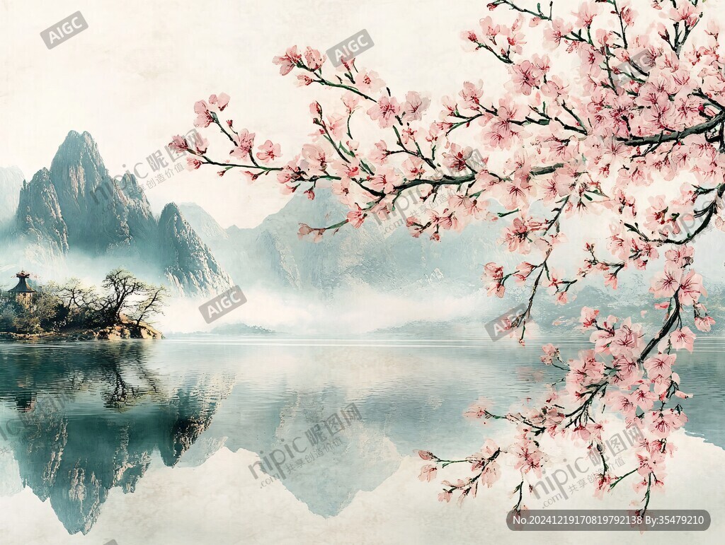 桃花源記古風山水插畫