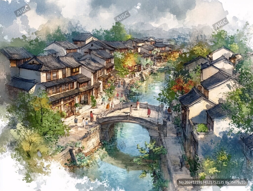 束河古鎮插畫