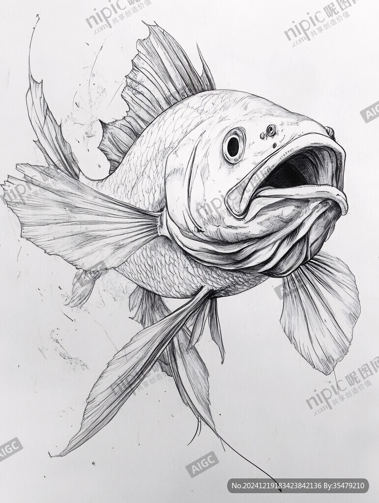黑白魚(yú)手繪