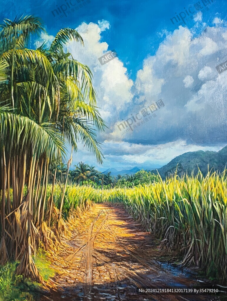 甘蔗林插畫