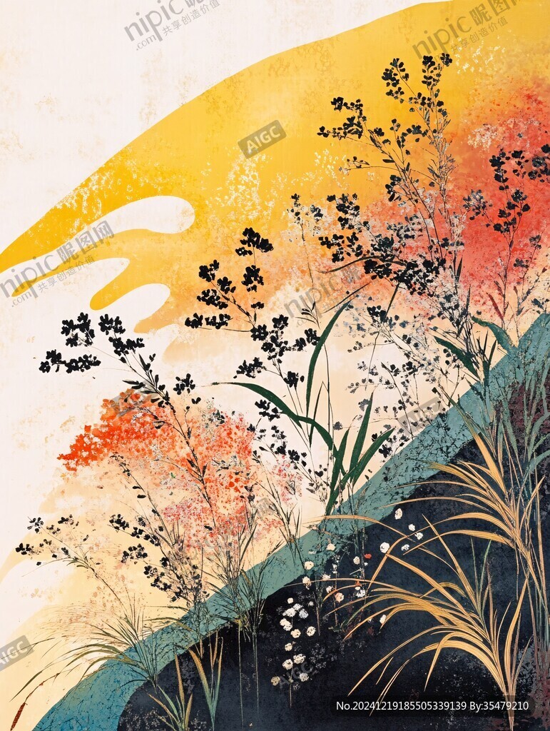 蘆花唯美插畫
