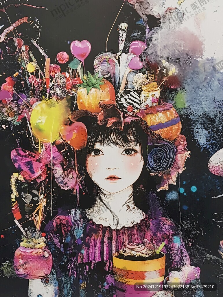 水彩風少女
