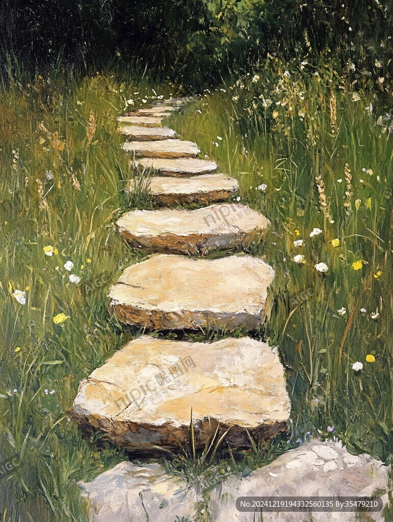 草地石階路