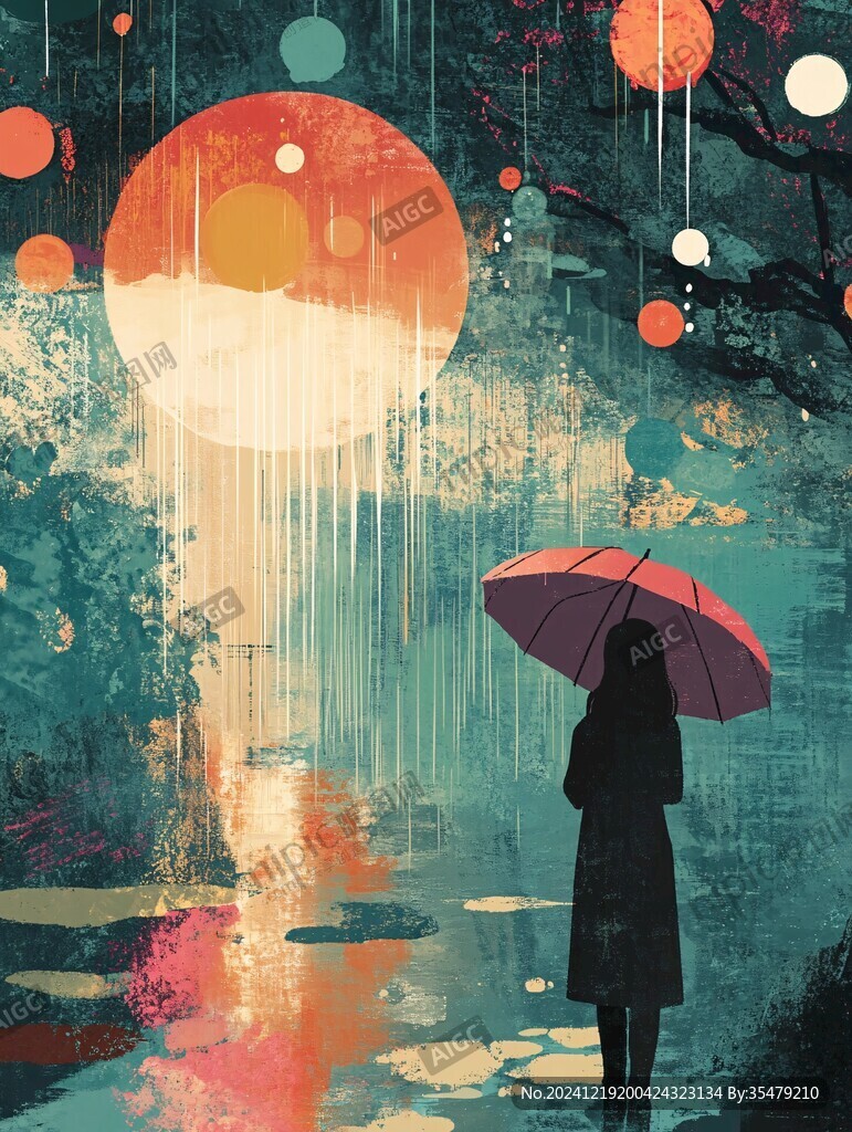 雨巷插畫