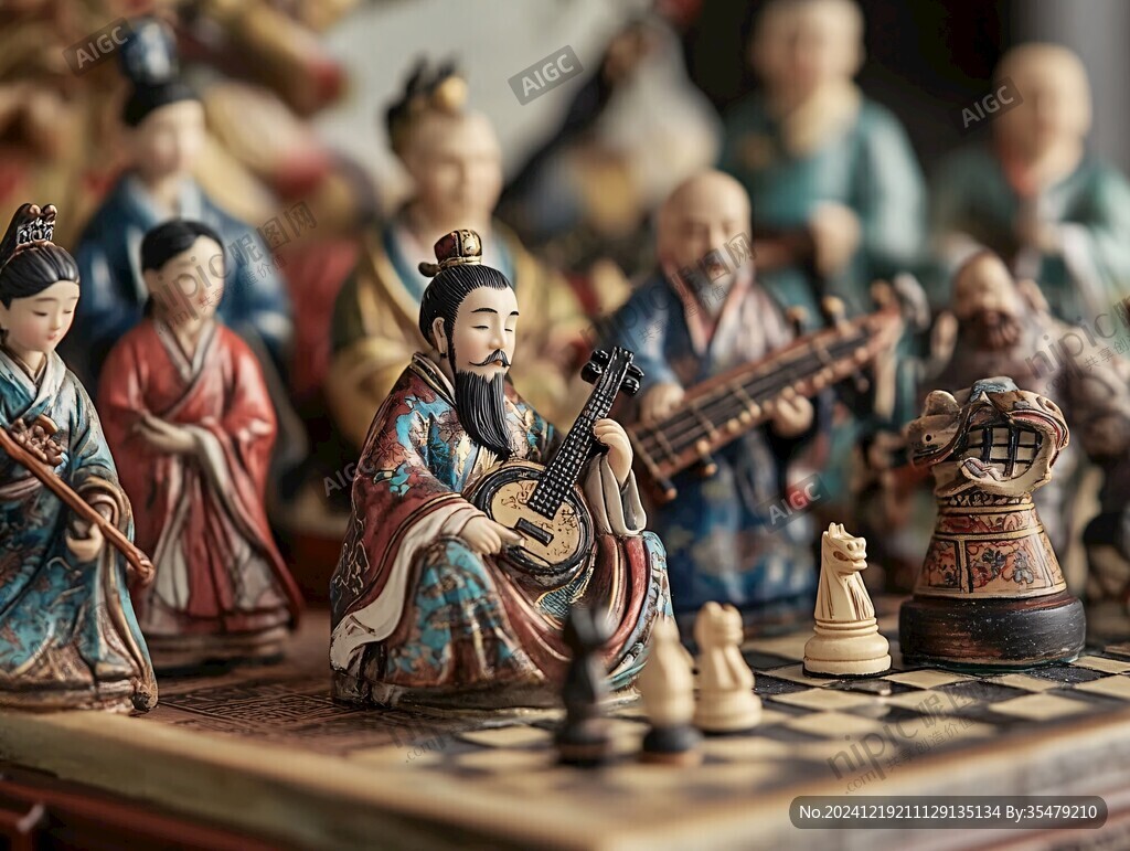 泥塑下棋