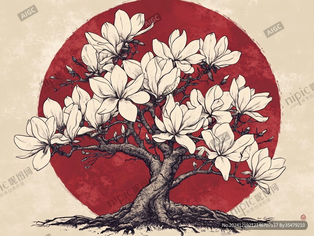 手繪招財樹
