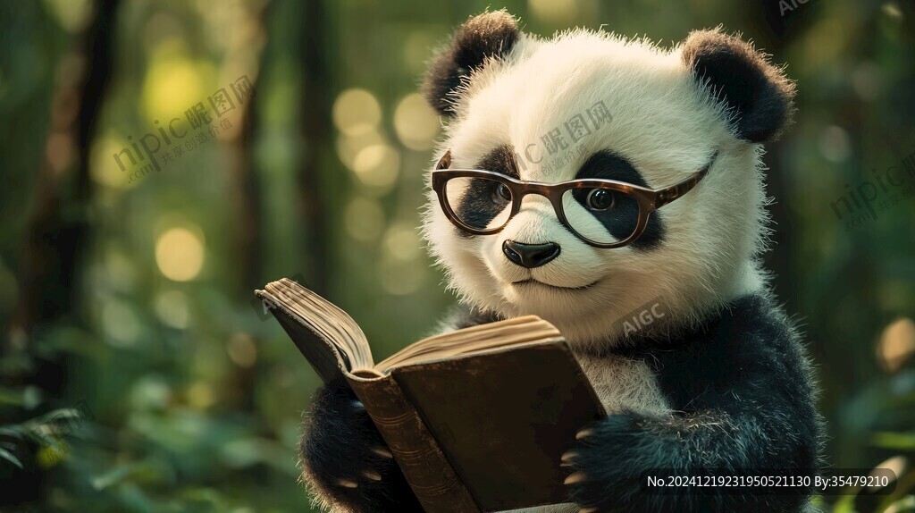 看書的小熊貓