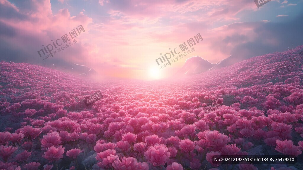 唯美夢幻花田場景