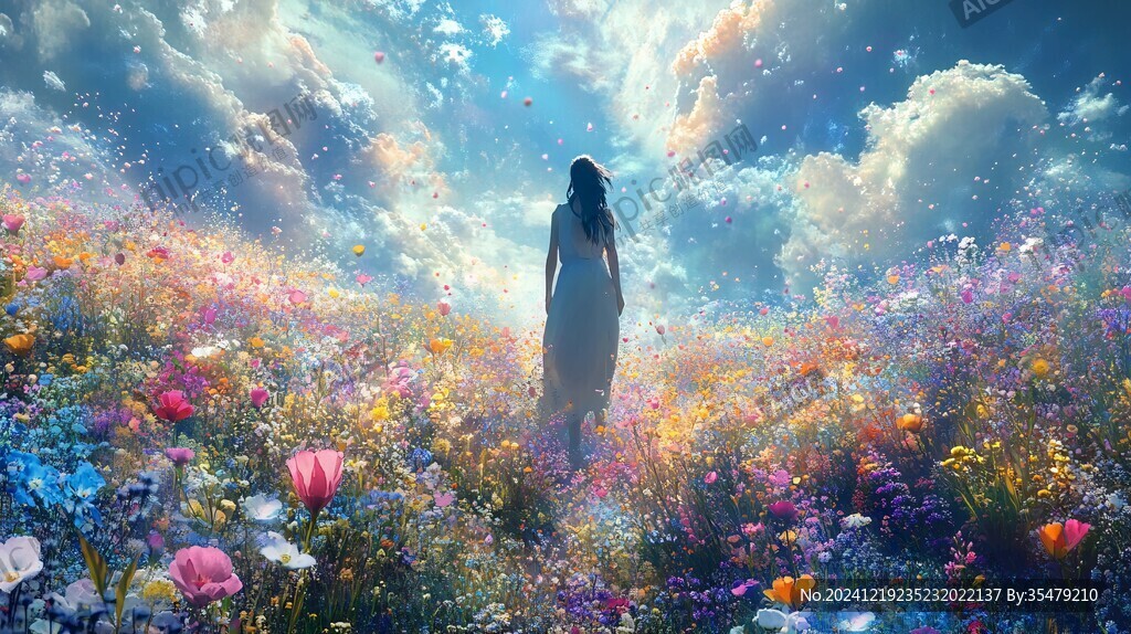 唯美夢幻花田場景
