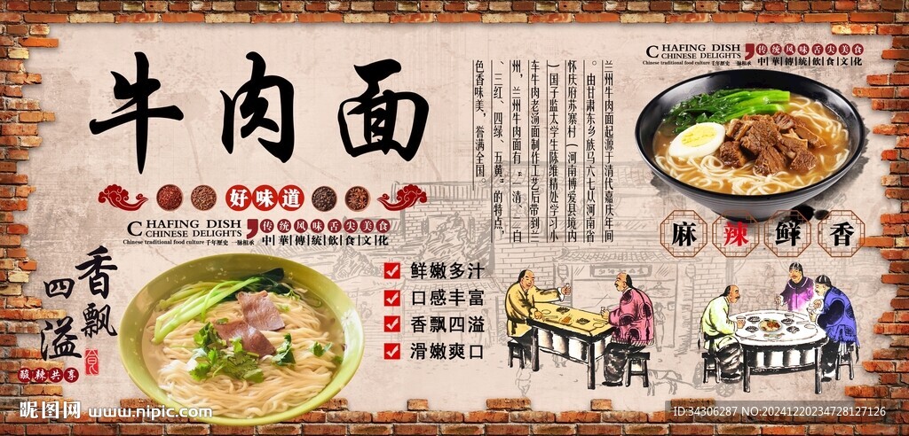 牛肉面背景墻