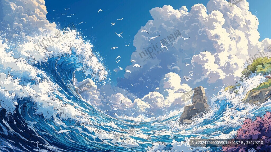 插畫海洋遼闊