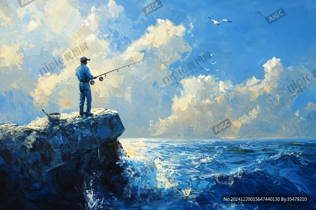 釣魚風景畫
