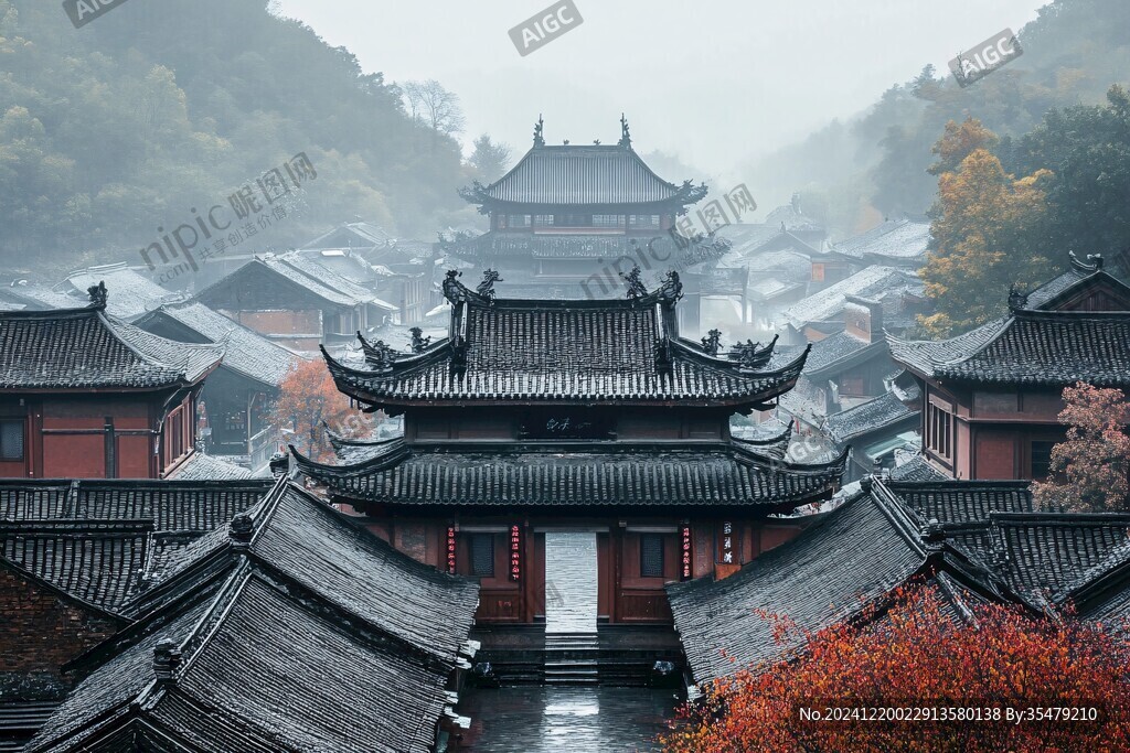 古剎秋色