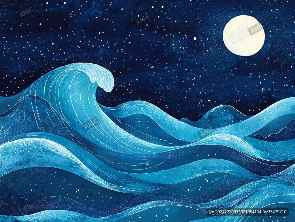 古風海浪包裝插畫