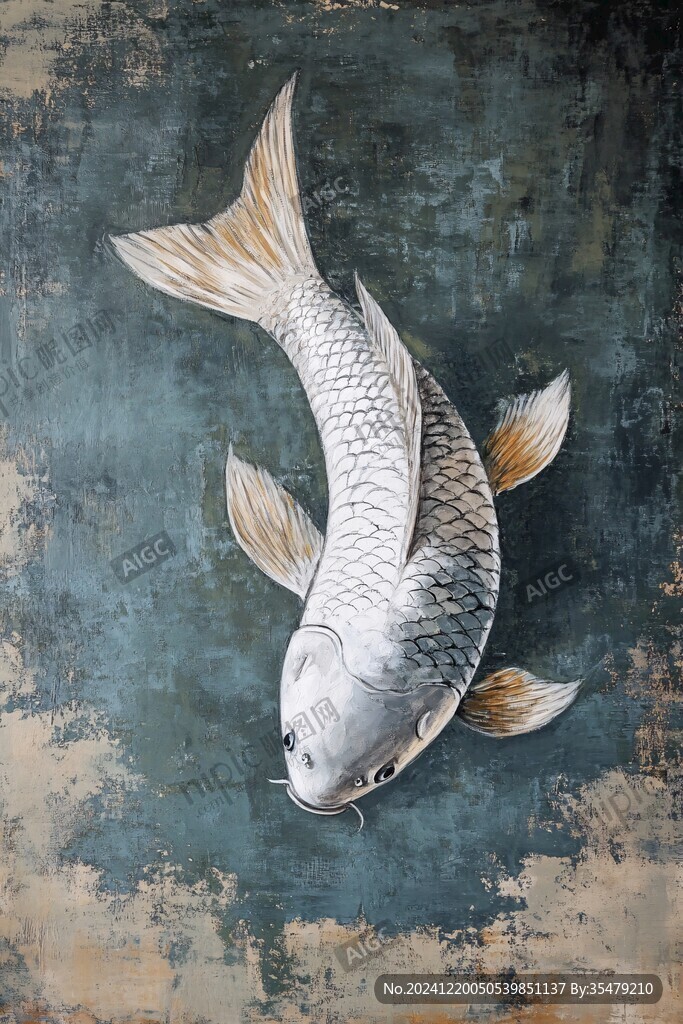 現(xiàn)代鯉魚壁畫