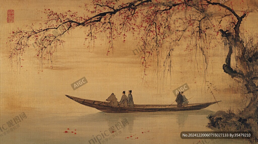 春江泛舟圖