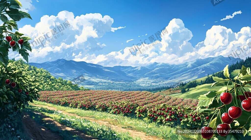 果園插畫田園風(fēng)光