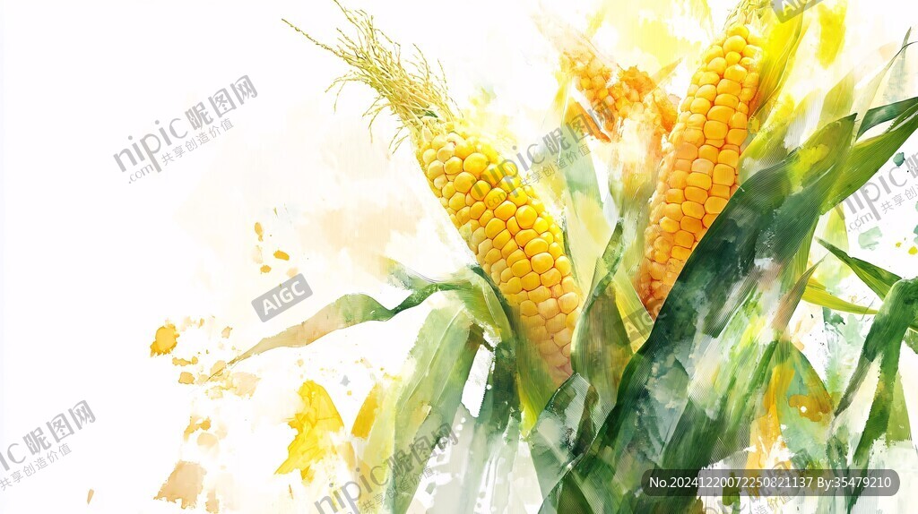 谷穗手繪插畫