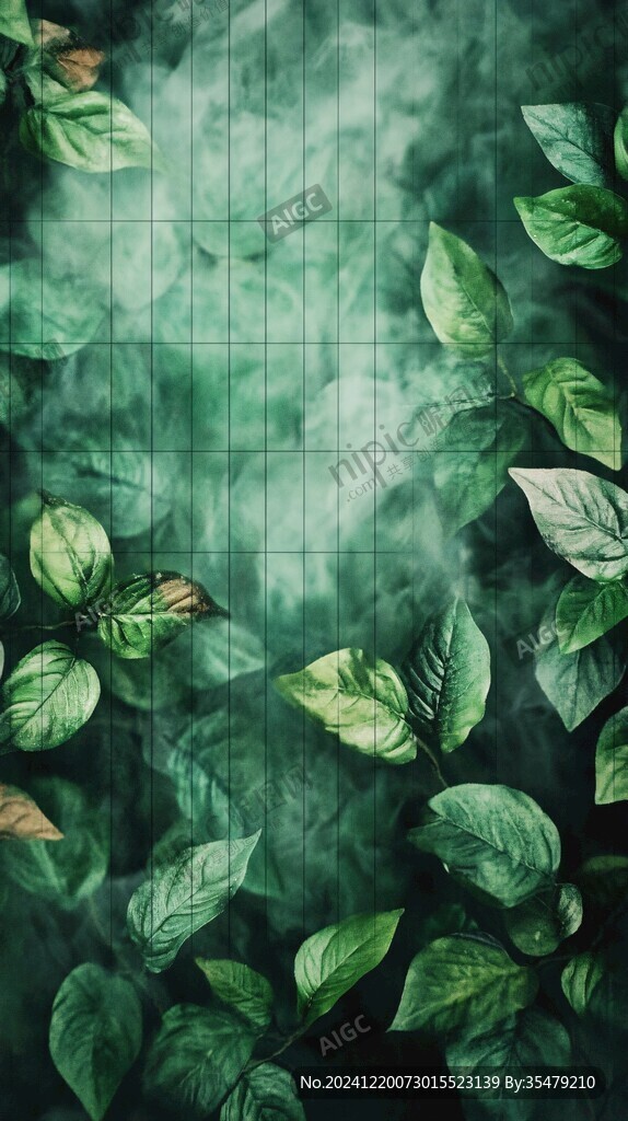綠色葉片背景墻素材