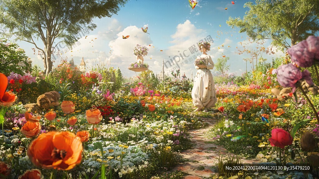 唯美夢幻花田場景