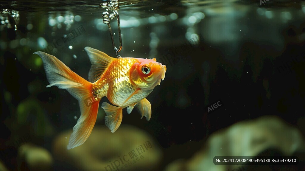 金魚覓食特寫