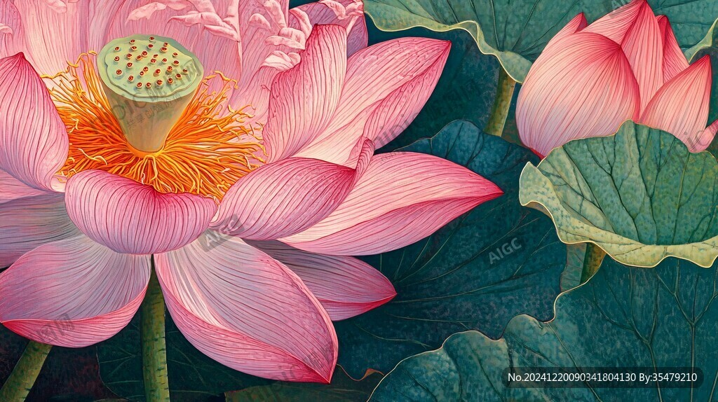 荷花包裝插畫