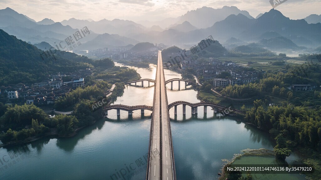 航拍紅楓湖橋梁