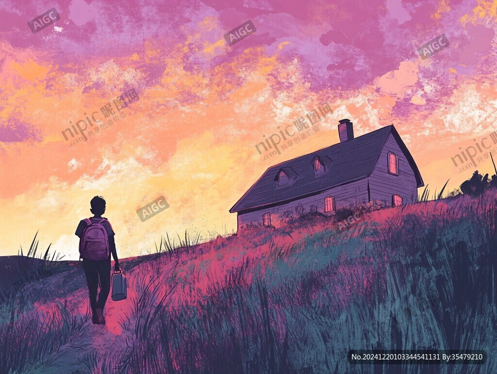 黃昏場景插畫