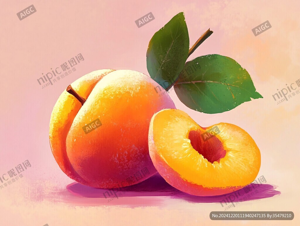 手繪黃桃壁紙