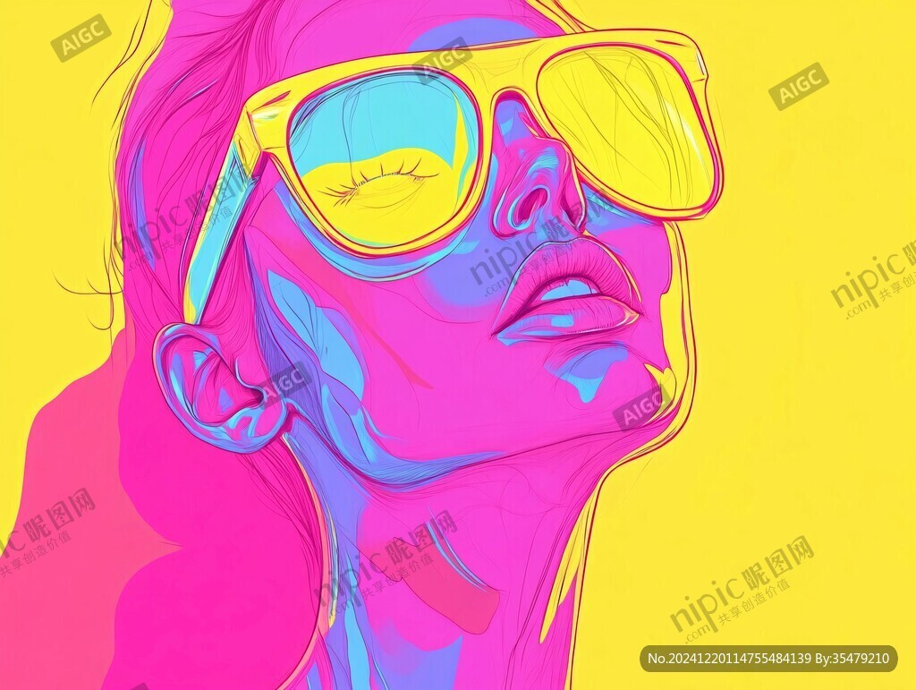 墨鏡人物插畫