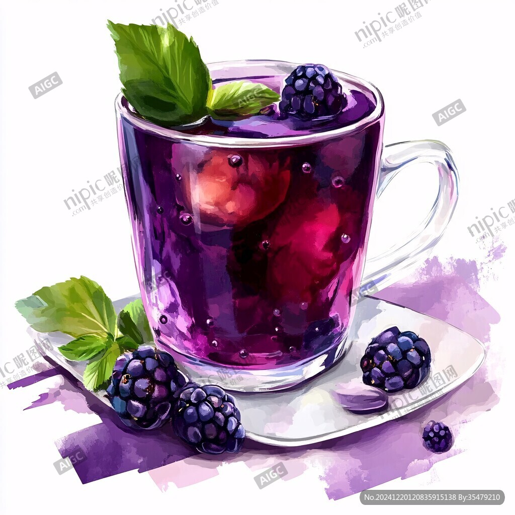 藍莓果茶手繪