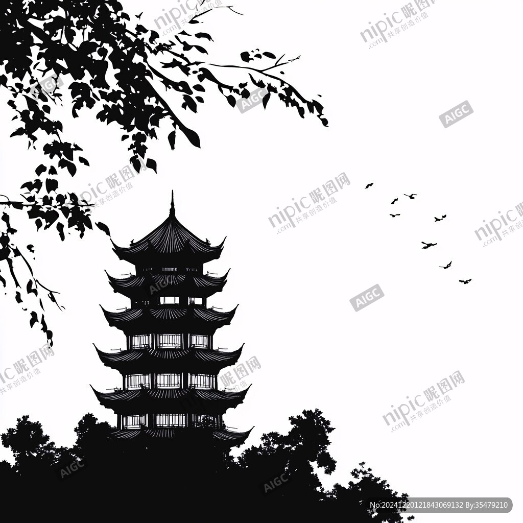黃鶴樓黑白照片