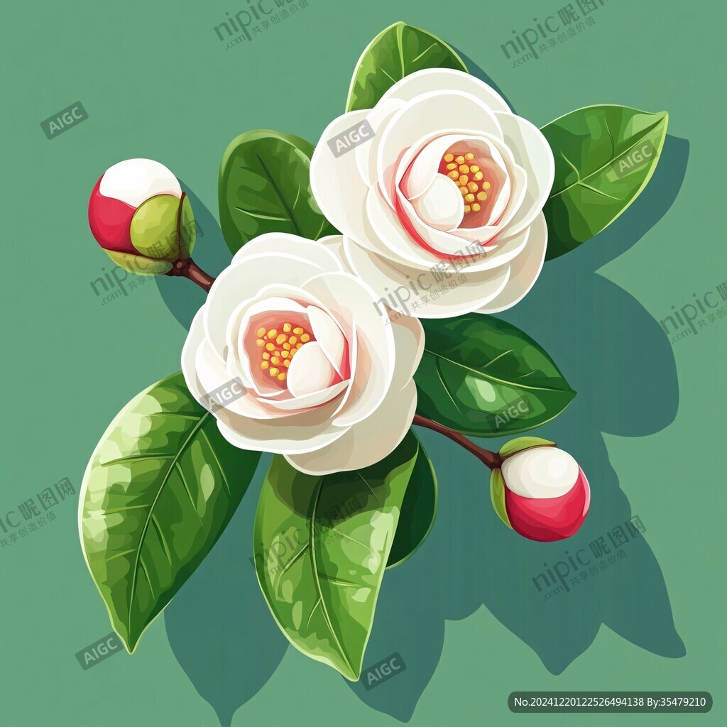 山茶插畫