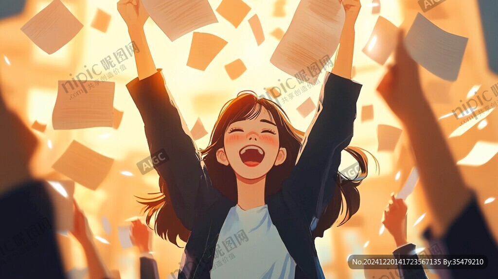 員工積極向上插畫