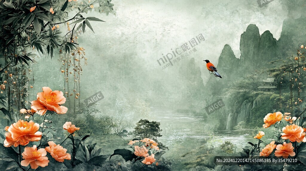唯美花鳥風景畫